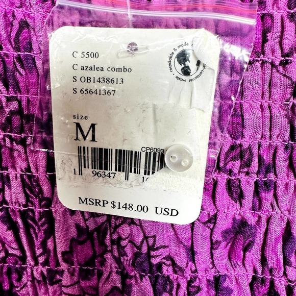 Free People NWT Smock It To Me Floral Puff Sleeve Mini Dress Azalea Combo Medium - Picture 8 of 10